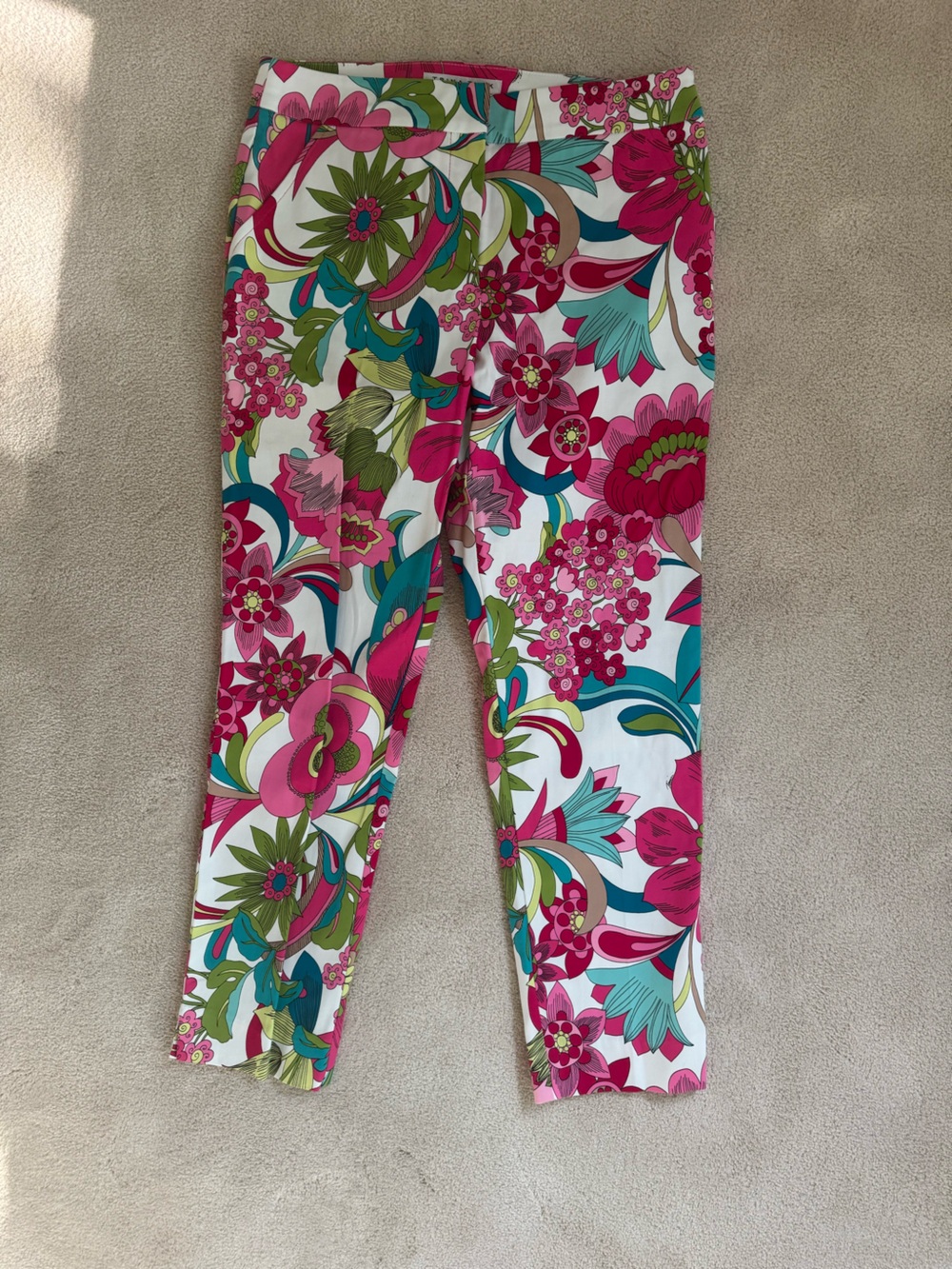 Trina Turk Pink, Green and Teal Floral Print Pants